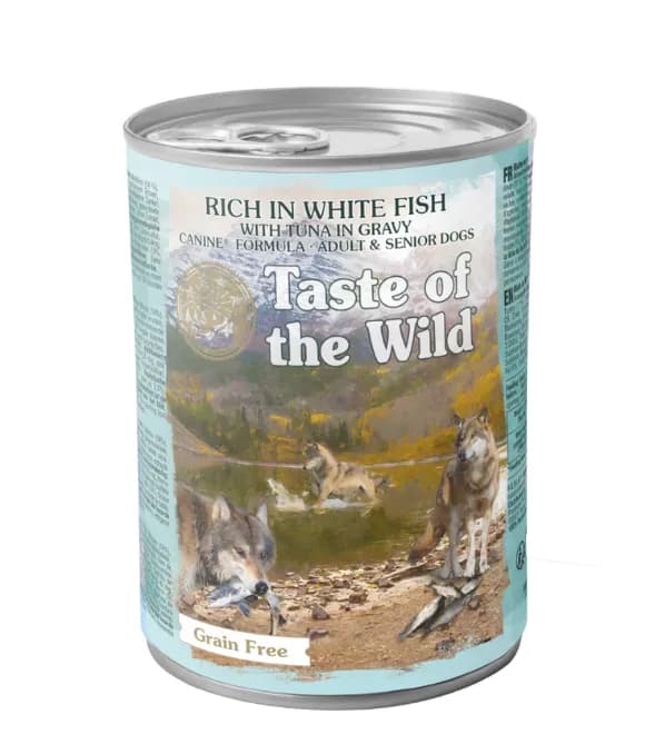 Taste of the Wild Rich in White Fish & Tuna in Gravy, Adult and Senior Dogs, 390g